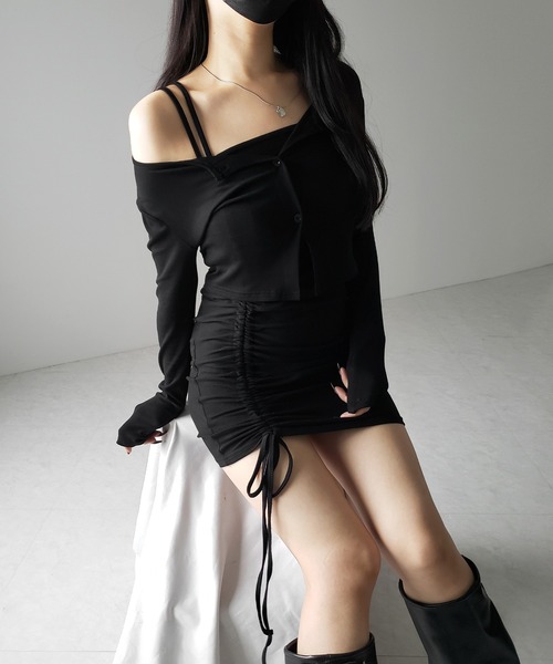 「me+em select」 キャミソールワンピース FREE ブラック レディース_画像5