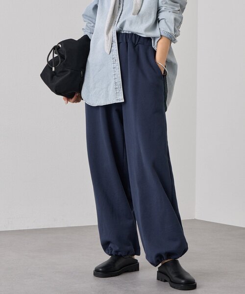 スウェットパンツ ジャージ 「A・MONN」「ウエストゴム仕様」WIDE SWEAT PANTS レディースの画像