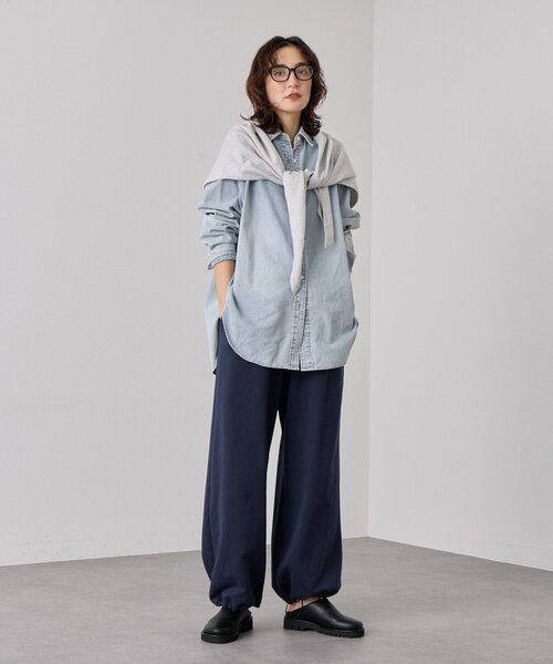 スウェットパンツ ジャージ 「A・MONN」「ウエストゴム仕様」WIDE SWEAT PANTS レディースの画像