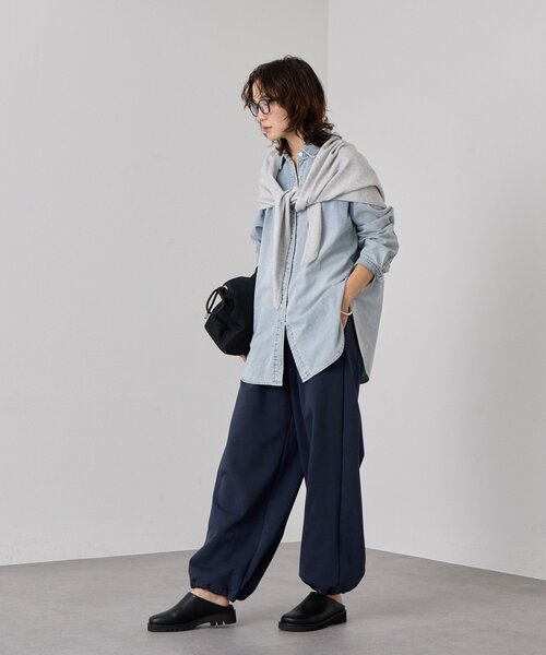スウェットパンツ ジャージ 「A・MONN」「ウエストゴム仕様」WIDE SWEAT PANTS レディースの画像