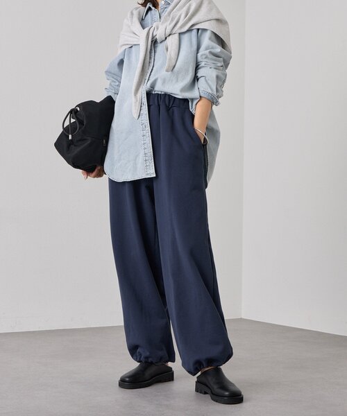 スウェットパンツ ジャージ 「A・MONN」「ウエストゴム仕様」WIDE SWEAT PANTS レディースの画像