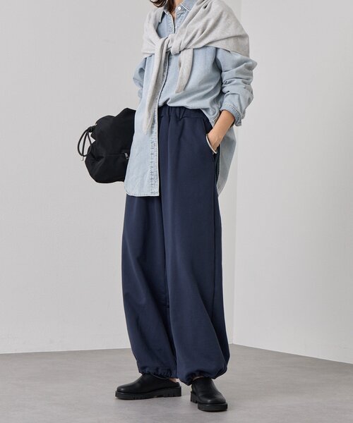 スウェットパンツ ジャージ 「A・MONN」「ウエストゴム仕様」WIDE SWEAT PANTS レディースの画像