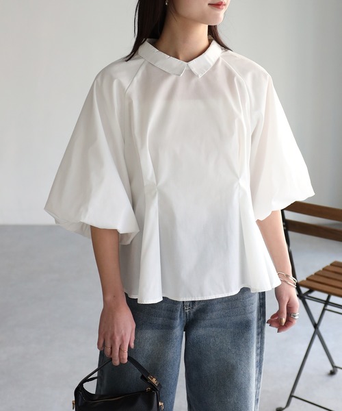 「Riberry」 半袖ブラウス MEDIUM オフホワイト レディース_画像6