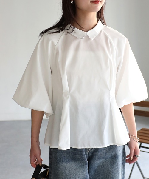 「Riberry」 半袖ブラウス MEDIUM オフホワイト レディース_画像7