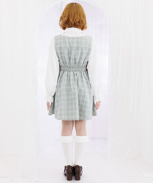 axes femme POETIQUE ジャンパースカート リボン付センタージップ