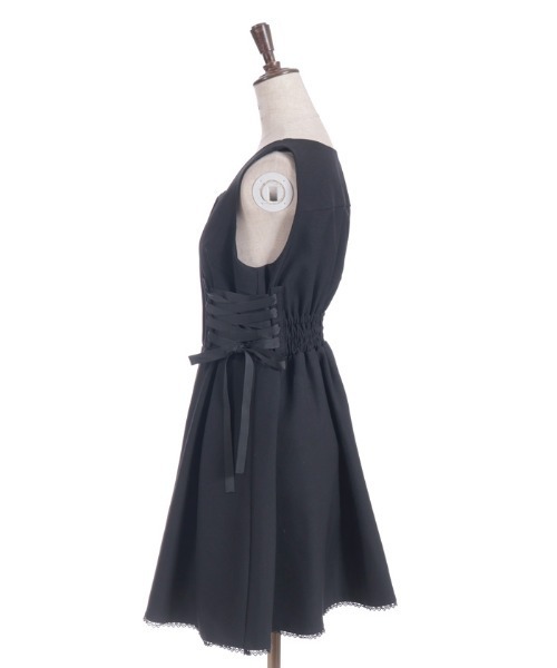 axes femme POETIQUE ジャンパースカート リボン付センタージップ