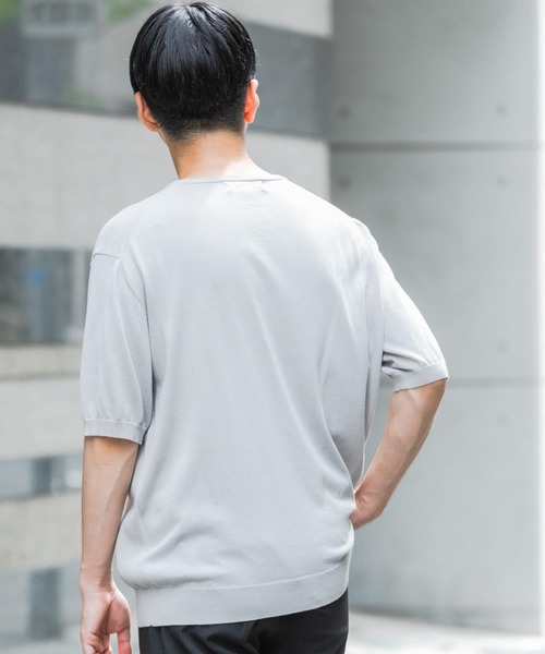 「URBAN RESEARCH ROSSO MEN」 半袖ニット X-LARGE ネイビー メンズ_画像2