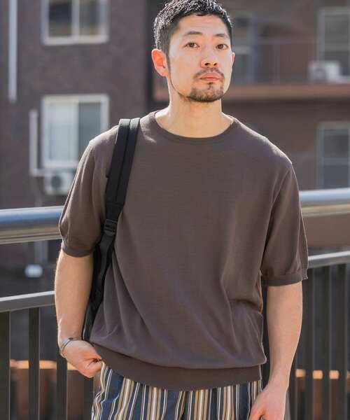 「URBAN RESEARCH ROSSO MEN」 半袖ニット X-LARGE ネイビー メンズ_画像9