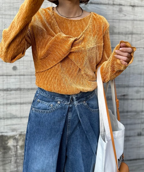 「mi via loca」 長袖ニット FREE マスタード レディース_画像2