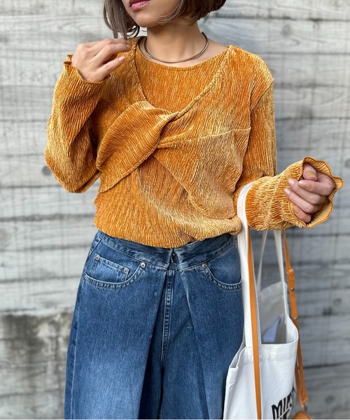 「mi via loca」 長袖ニット FREE マスタード レディース_画像3