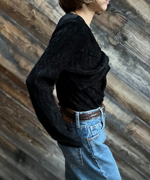 「mi via loca」 長袖ニット FREE マスタード レディース_画像4