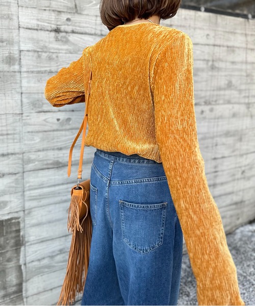 「mi via loca」 長袖ニット FREE マスタード レディース_画像8