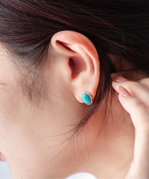 インポート　ターコイズ　ガーネット　シルバーピアス Harpo（アルポ） ピアス 「HARPO」シルバーピアス ターコイズ 天然石