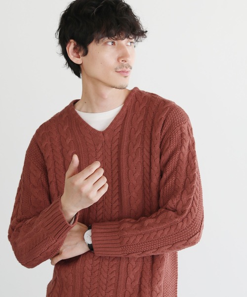 「SPU」 長袖ニット S カーキ メンズ_画像5