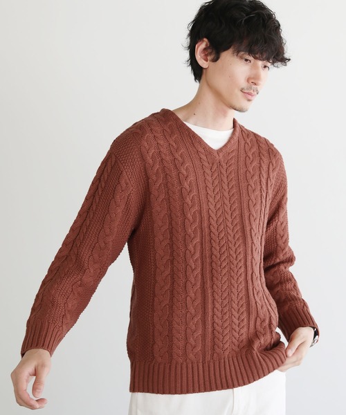 「SPU」 長袖ニット S カーキ メンズ_画像8