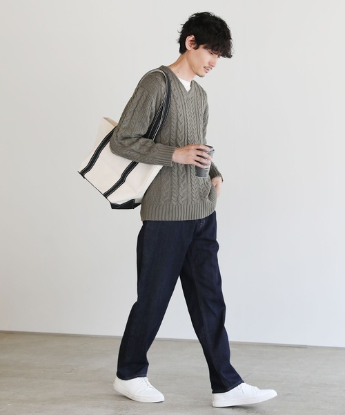 「SPU」 長袖ニット S カーキ メンズ_画像9