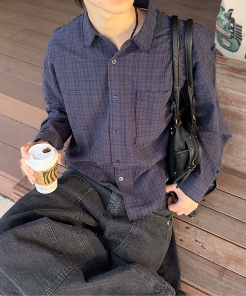 シャツ Fringe check shirts / フリンジチェックシャツ メンズ