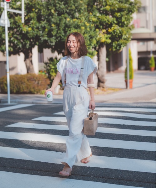 アメリカーナ ロゴ半袖Tシャツ カットソー クルーネック プリント 白 ホワイト AMERICANA（アメリカーナ） tシャツ ame ロゴプリント クルーネックT