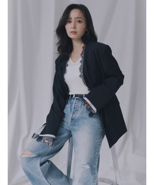 anuans（アニュアンス） ジャケット ノーカラージャケット レース