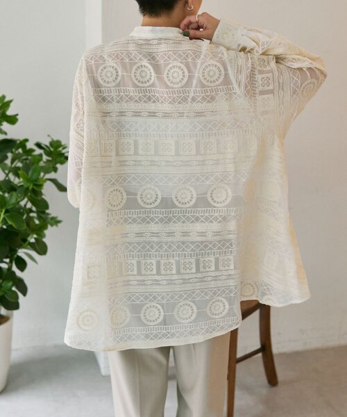 ear PAPILLONNER（イア パピヨネ） ブラウス シャツ シアー刺繍