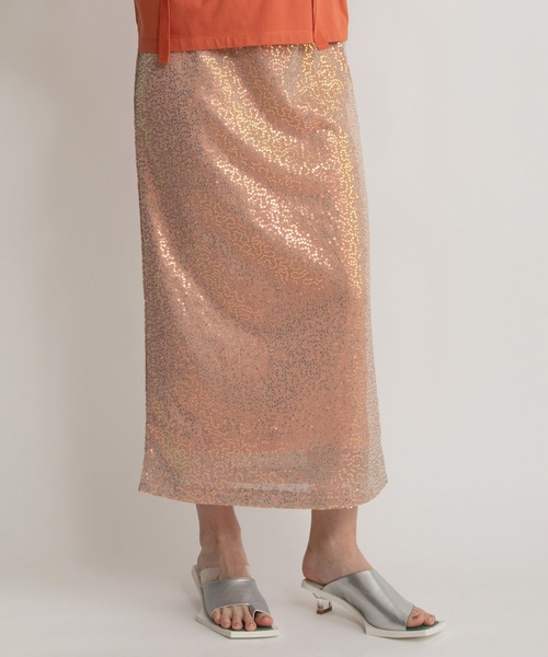 「AULA AILA」 ロングスカート 1 オレンジ レディース_画像3