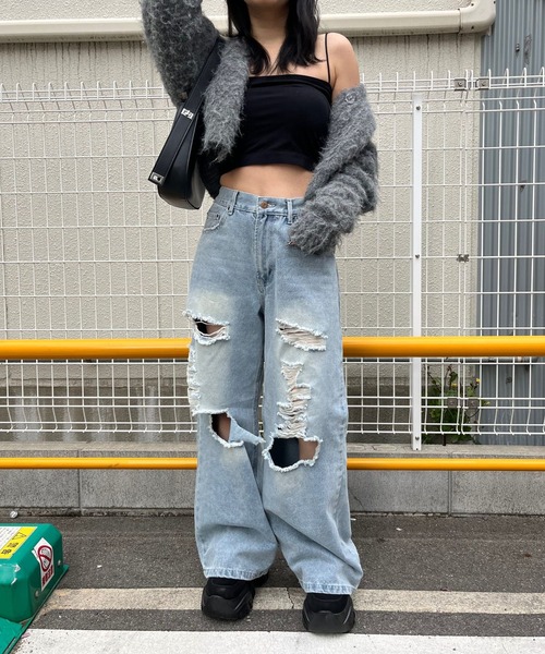 「almo」 デニムパンツ FREE ダークグレー レディース_画像7