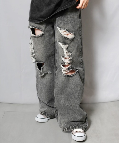 「almo」 デニムパンツ FREE ダークグレー レディース_画像9