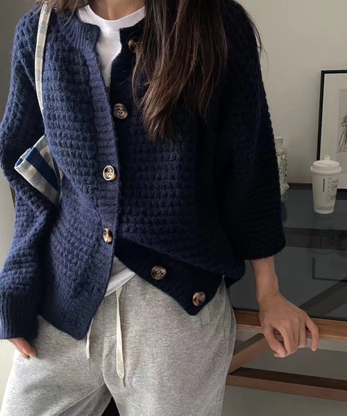 「DAY CLOSET」 ニットカーディガン ONE SIZE グレー レディース_画像6