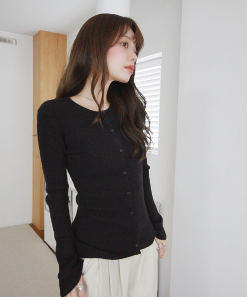 「Eclat one」 ニットカーディガン FREE チャコール レディース_画像3