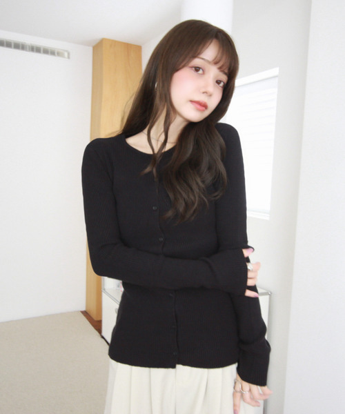 「Eclat one」 ニットカーディガン FREE チャコール レディース_画像4