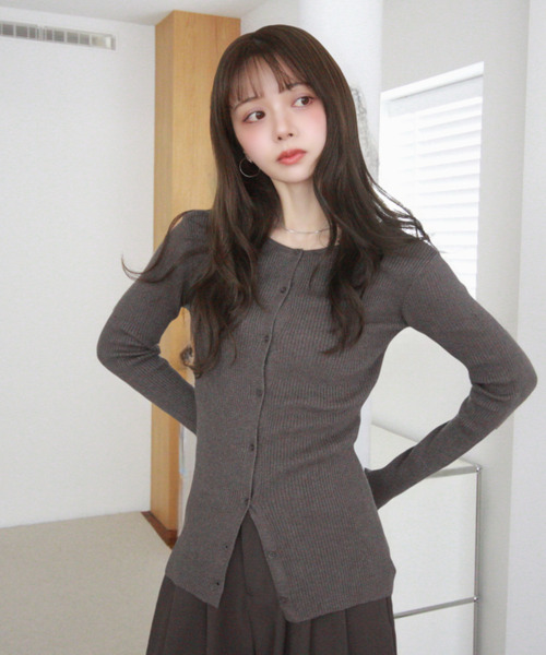 「Eclat one」 ニットカーディガン FREE チャコール レディース_画像7