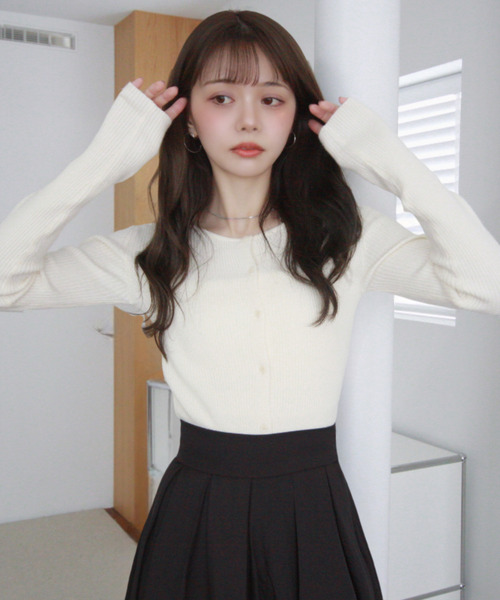 「Eclat one」 ニットカーディガン FREE チャコール レディース_画像9