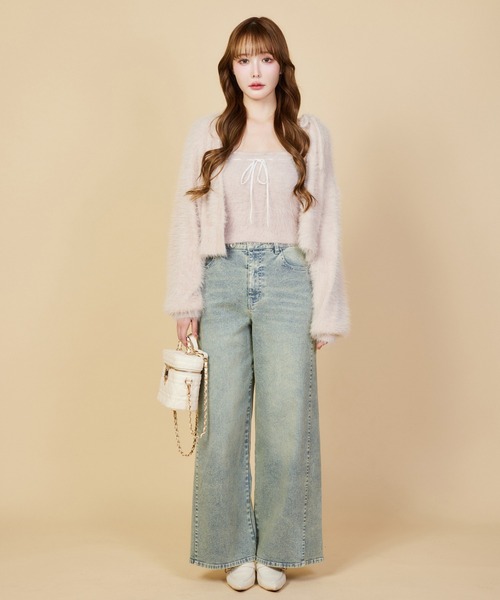 「one after another NICE CLAUP」 ニットカーディガン FREE オフホワイト レディース_画像9