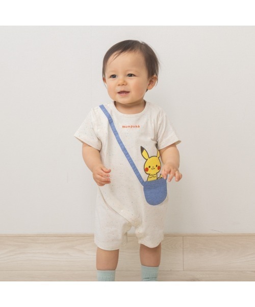 ベビー服 ロンパース 半袖ロンパース ポシェット付き風 monpoke