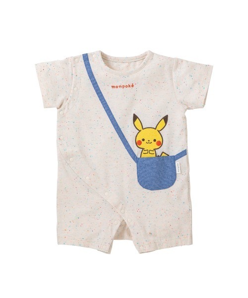 ベビー服 ロンパース 半袖ロンパース ポシェット付き風 monpoke