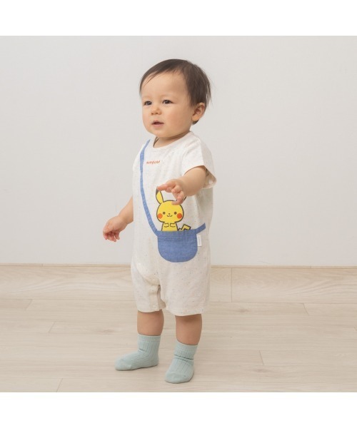 ベビー服 ロンパース 半袖ロンパース ポシェット付き風 monpoke
