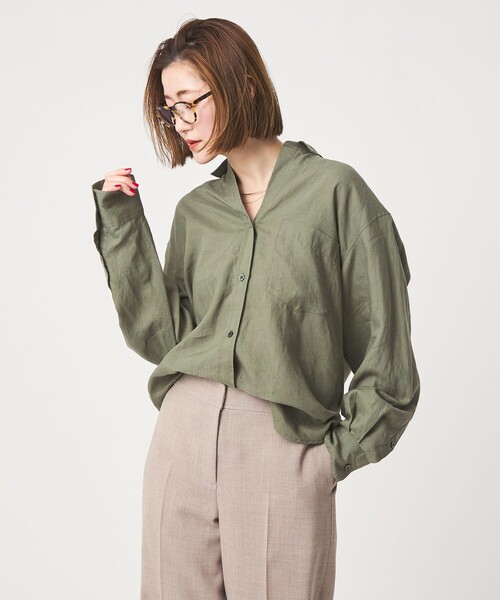 conte ブラウス シャツ 「conte」リネン ベーシックシャツ レディース