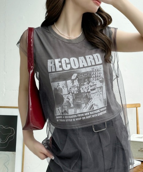 Ada. tシャツ ヴィンテージライク シアー ドッキング ロゴ Tシャツ