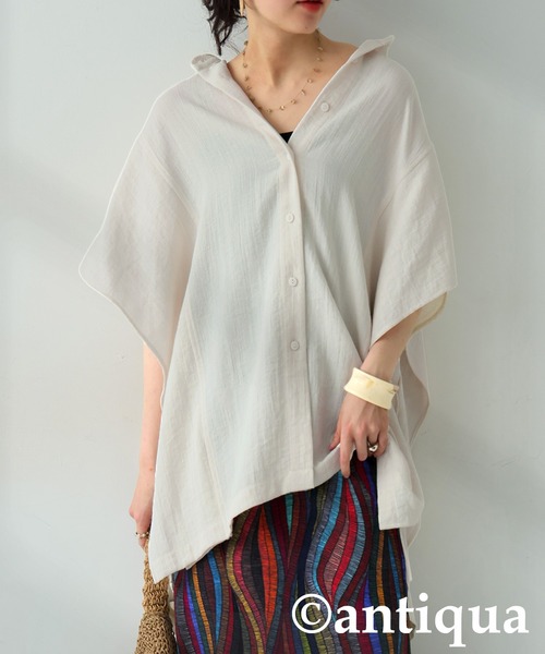 「antiqua」 半袖ブラウス ONESIZE ブラック レディース_画像5