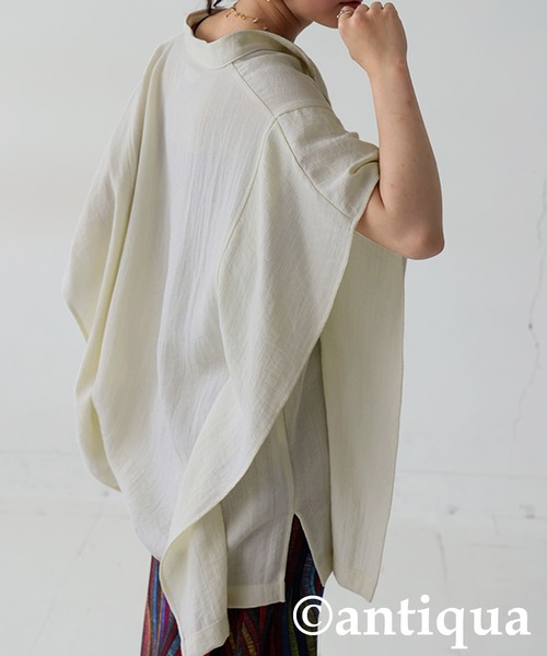 「antiqua」 半袖ブラウス ONESIZE ブラック レディース_画像6