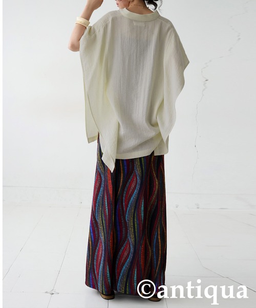 「antiqua」 半袖ブラウス ONESIZE ブラック レディース_画像7