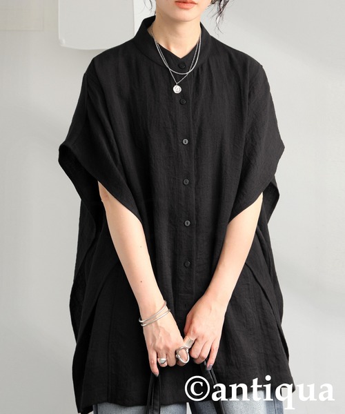 「antiqua」 半袖ブラウス ONESIZE ブラック レディース_画像9