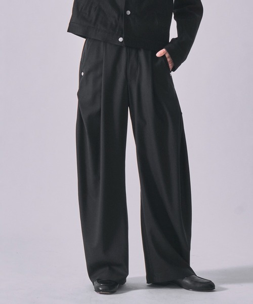 こーびー78cmブラック CONZ スラックス summer carve leg trousers super 110 メンズ