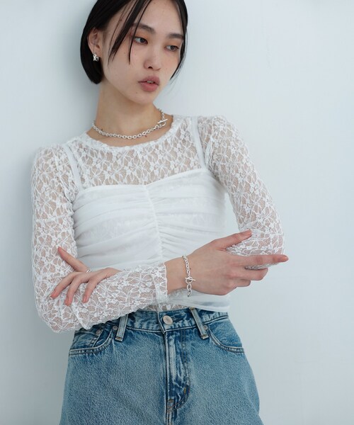ブレスレット シルバー ミックスリンクマンテルブレスレット レディースの画像
