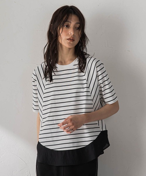 tシャツ ドライコットンラウンドヘムドルマンプルオーバー レディースの画像