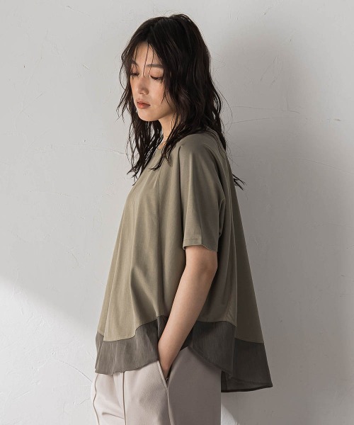 tシャツ ドライコットンラウンドヘムドルマンプルオーバー レディースの画像