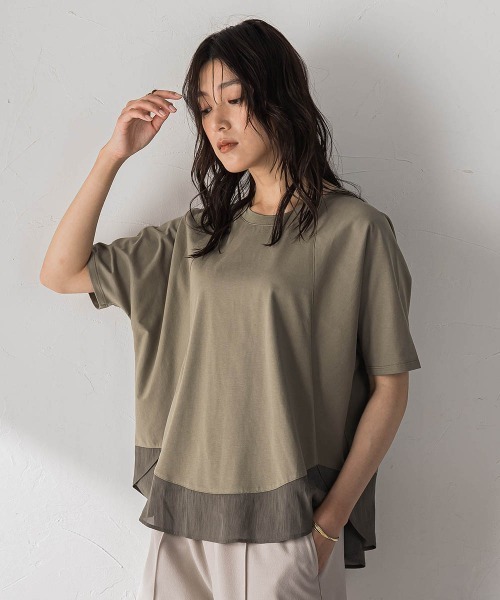tシャツ ドライコットンラウンドヘムドルマンプルオーバー レディースの画像