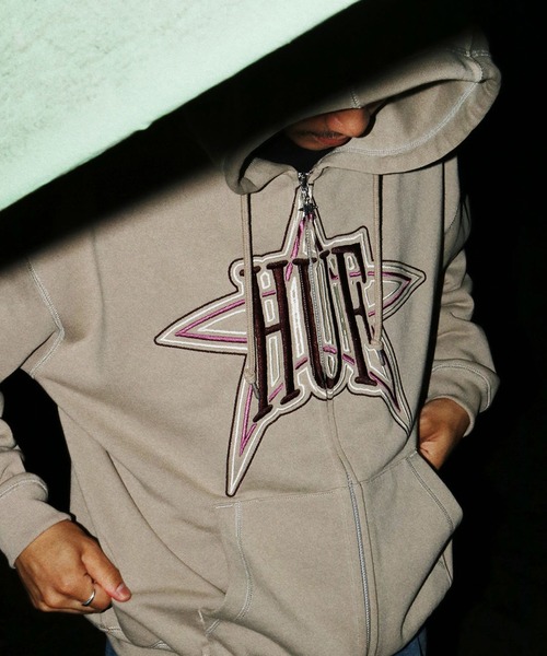 「HUF」 ジップアップパーカー X-LARGE ブラック メンズ_画像5