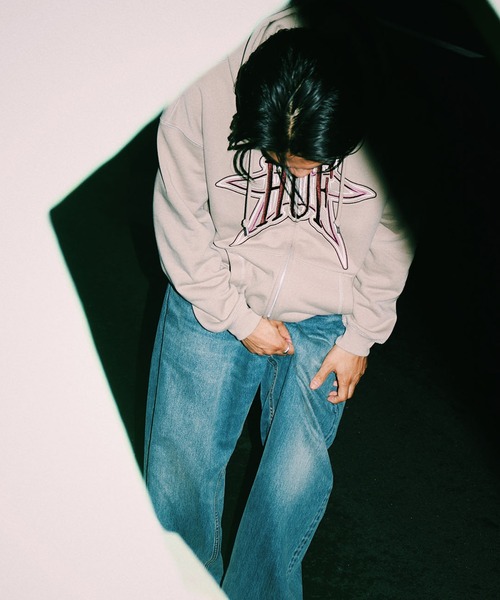 「HUF」 ジップアップパーカー X-LARGE ブラック メンズ_画像6