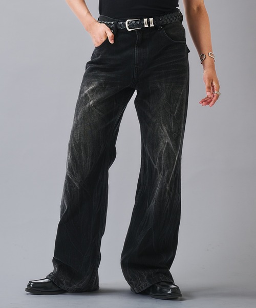 アンダーハンク　リジット黒デニム ANDER HUNK ジーンズ Crack ＆ Rigid Straight Denim/クラック